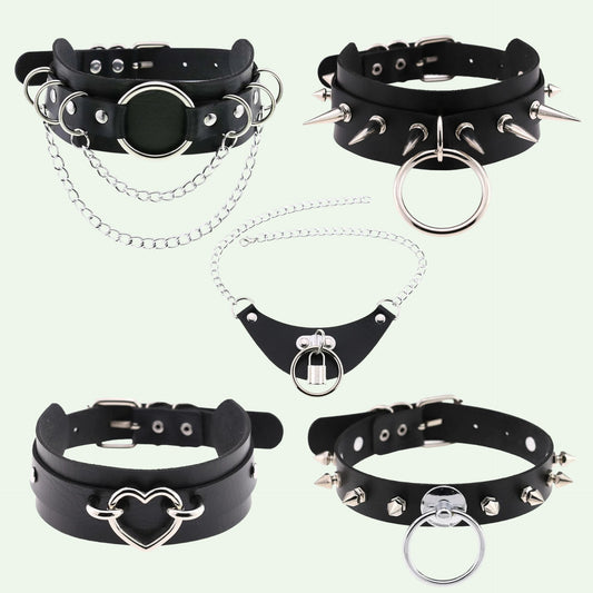 Collar de cuero y metal bondage